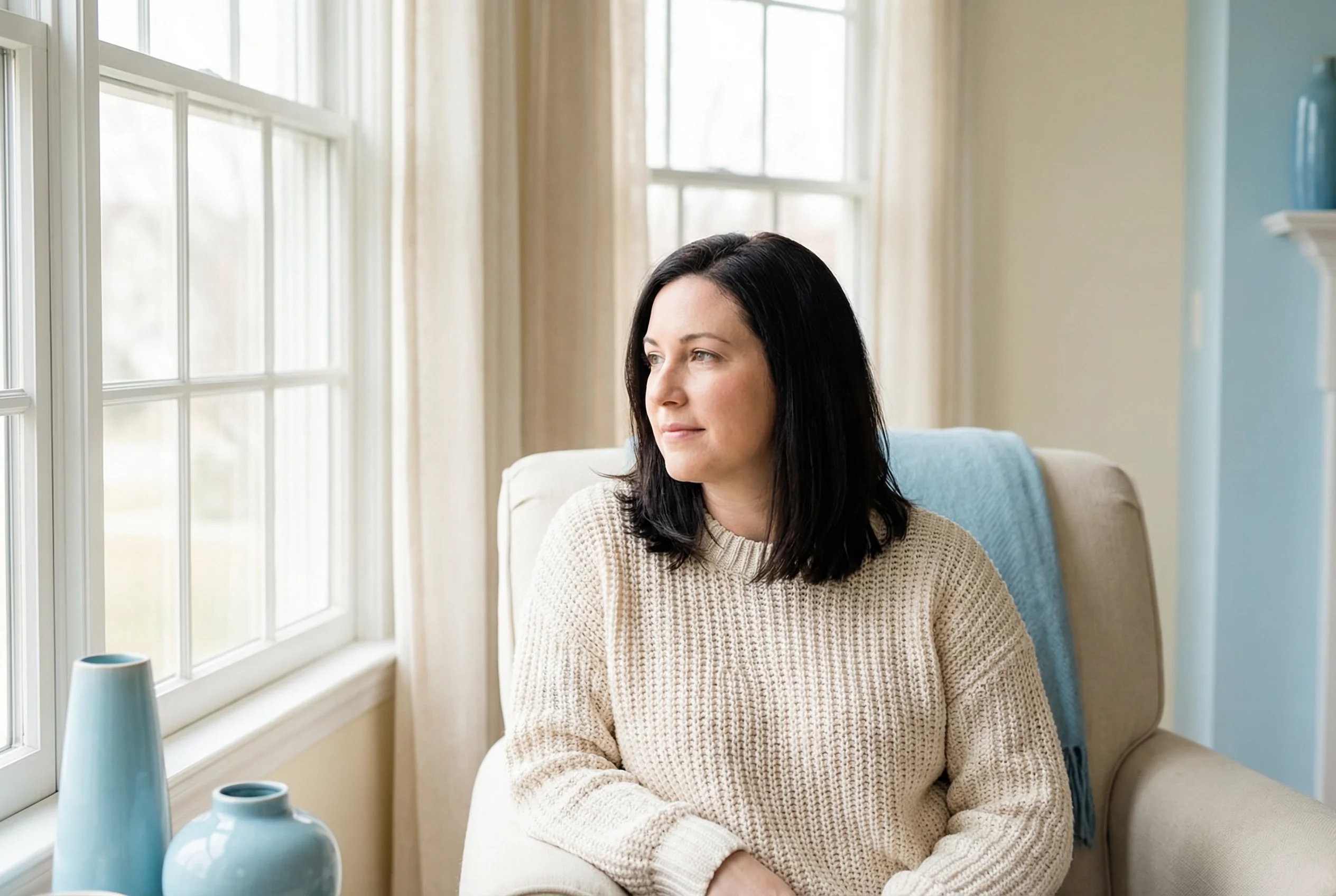 Портрет при естественном освещении у окна, мягкий свет, 1200x800