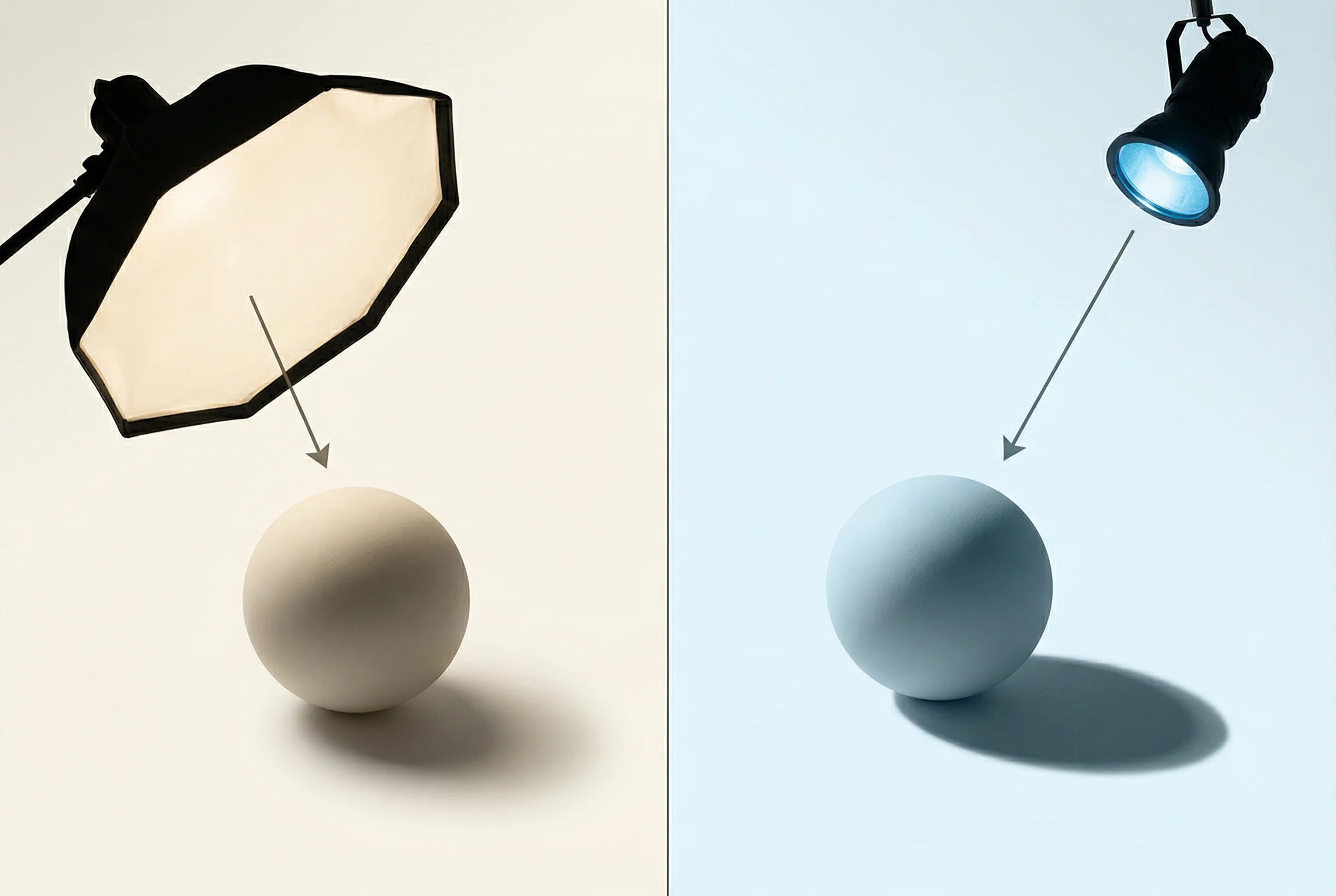 Схема работы со светом: направление, мягкий и жёсткий свет, 1200x800